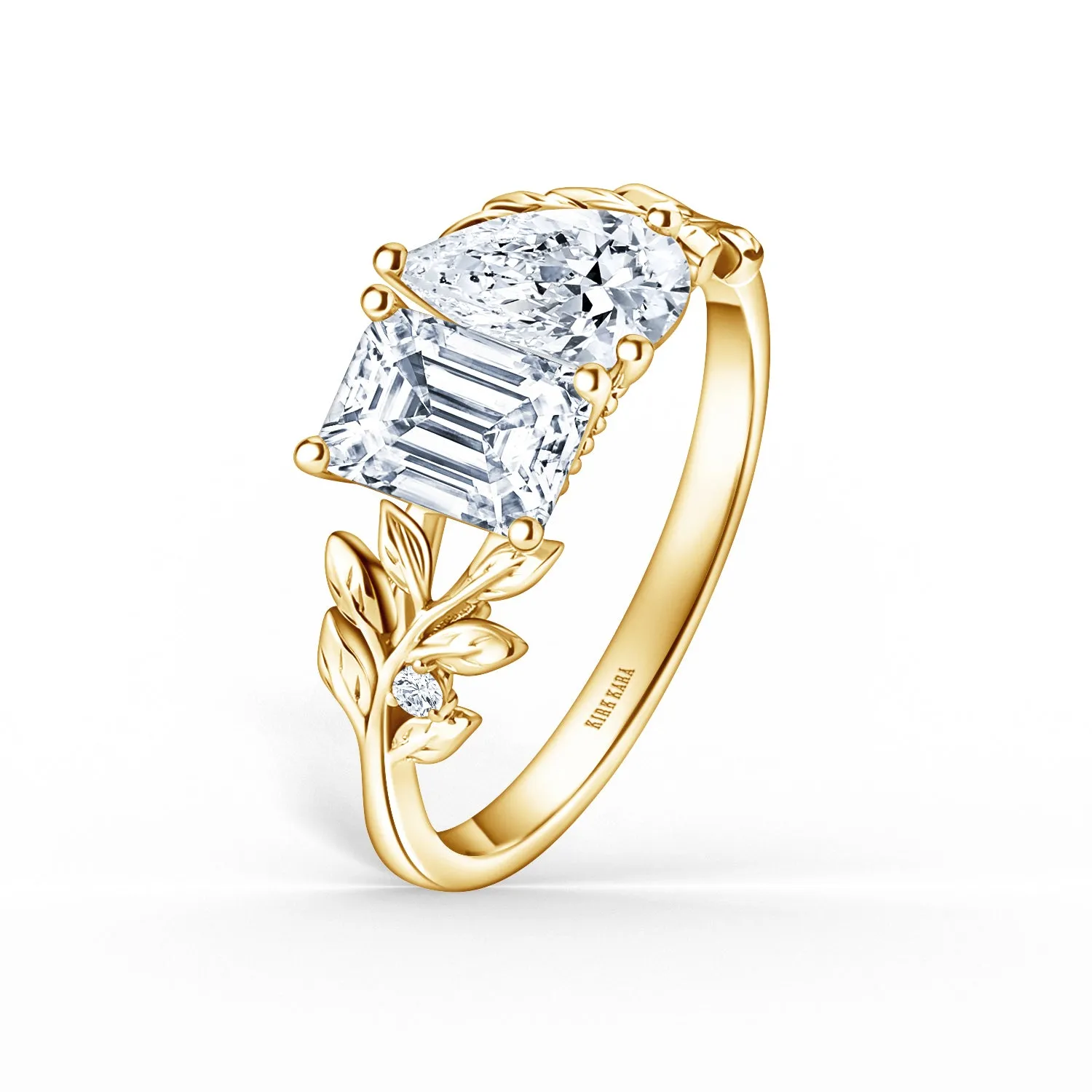 Floral Leaf Inspired Moi et Toi Diamond Engagement Ring sold by Kirk Kara product image thumbnail 3