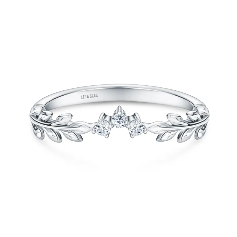 Floral Leaf Inspired Diamond Wedding Band made by Kirk Kara
