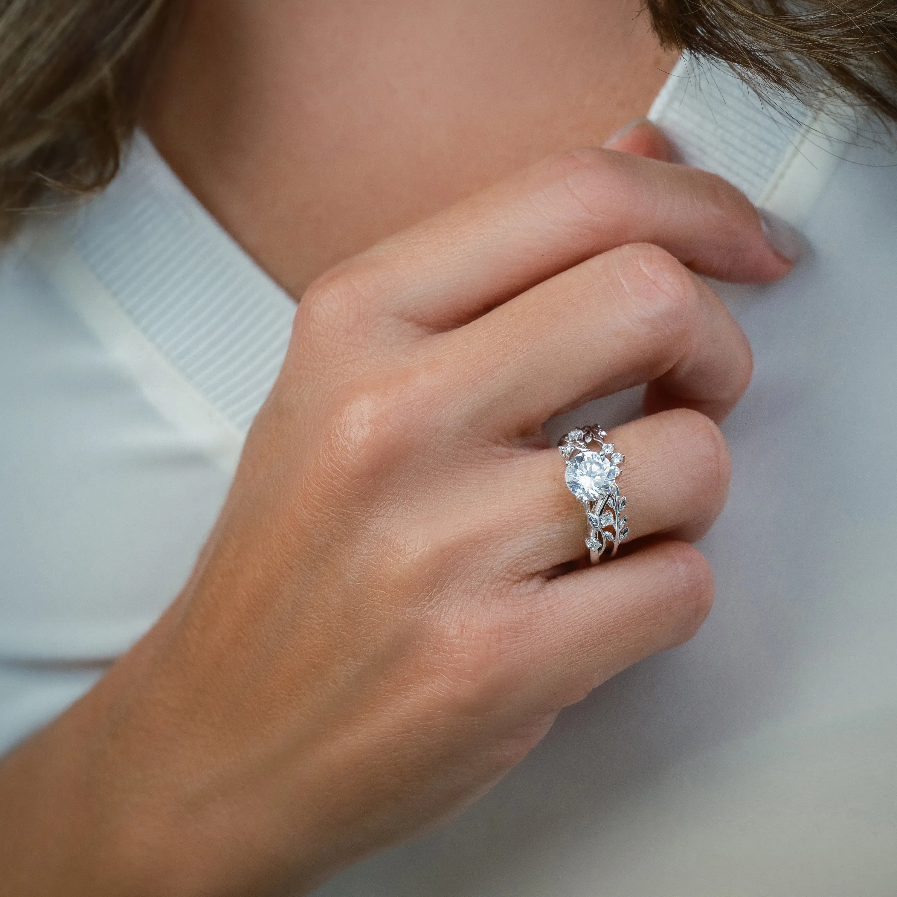 Floral Leaf Inspired Diamond Wedding Band sold by Kirk Kara product image thumbnail 4