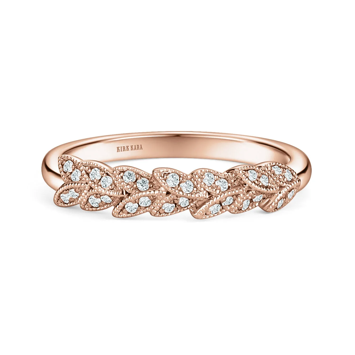 Floral Leaf Pavé Diamond Wedding Band sold by Kirk Kara product image thumbnail 3