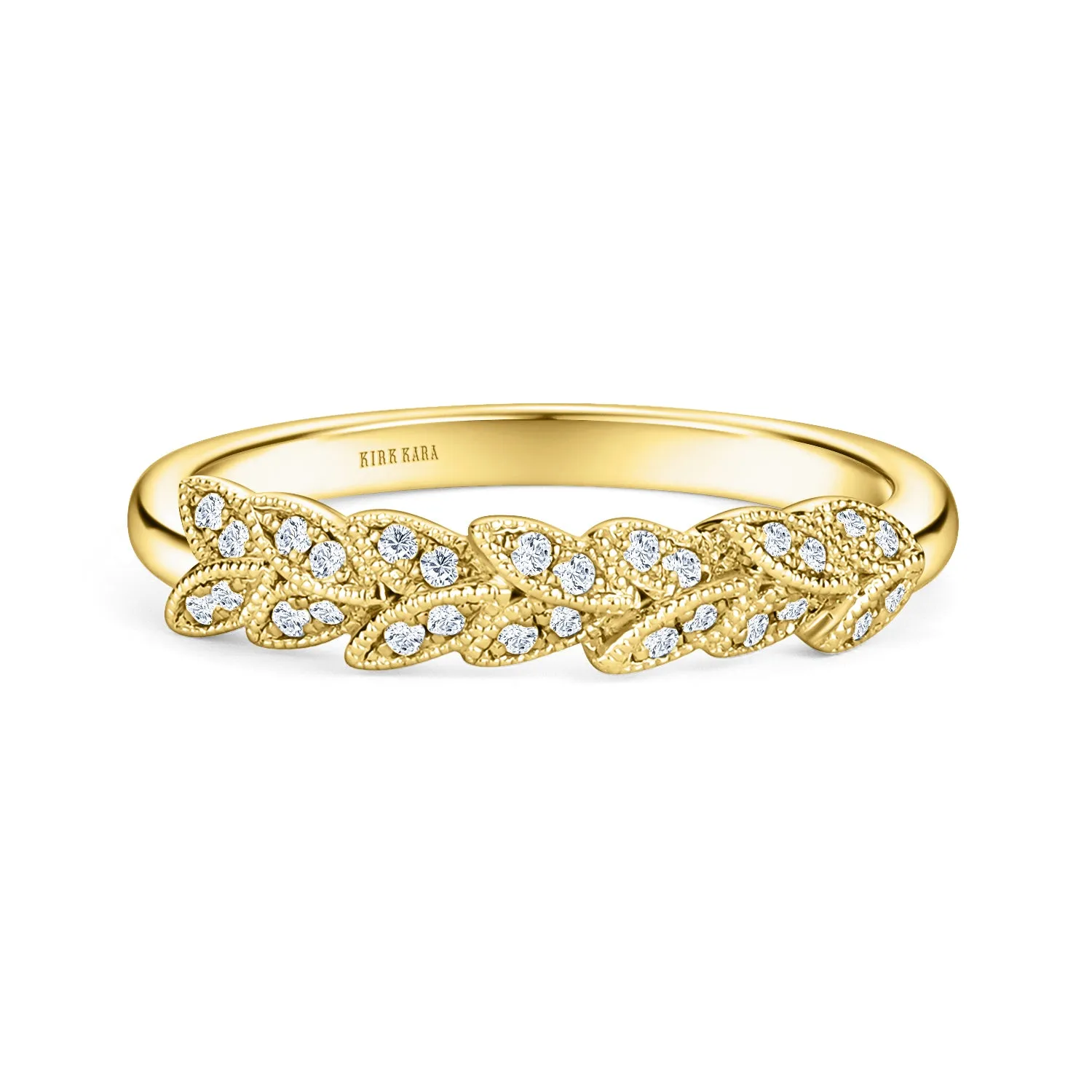 Floral Leaf Pavé Diamond Wedding Band sold by Kirk Kara