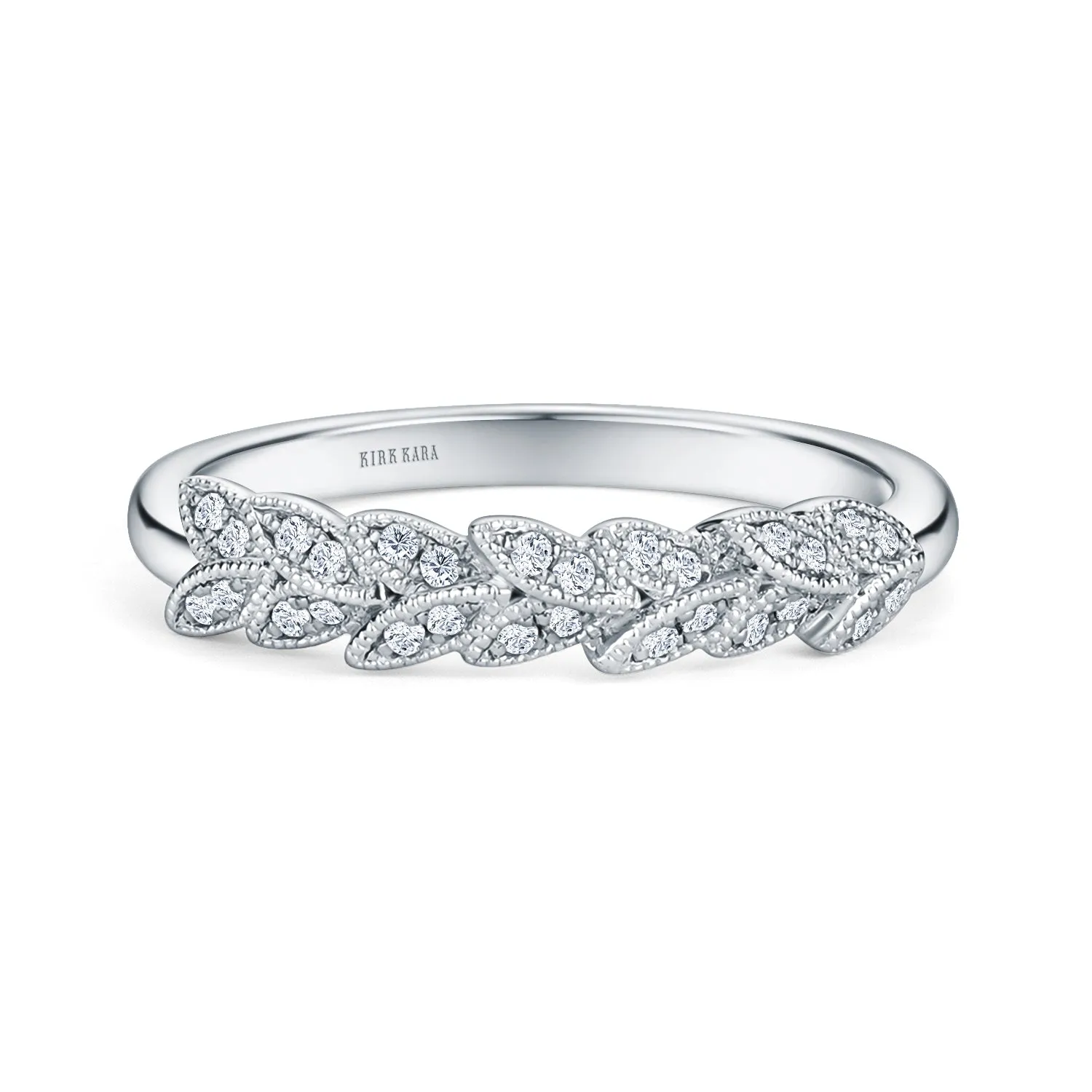 Floral Leaf Pavé Diamond Wedding Band sold by Kirk Kara product image thumbnail 5
