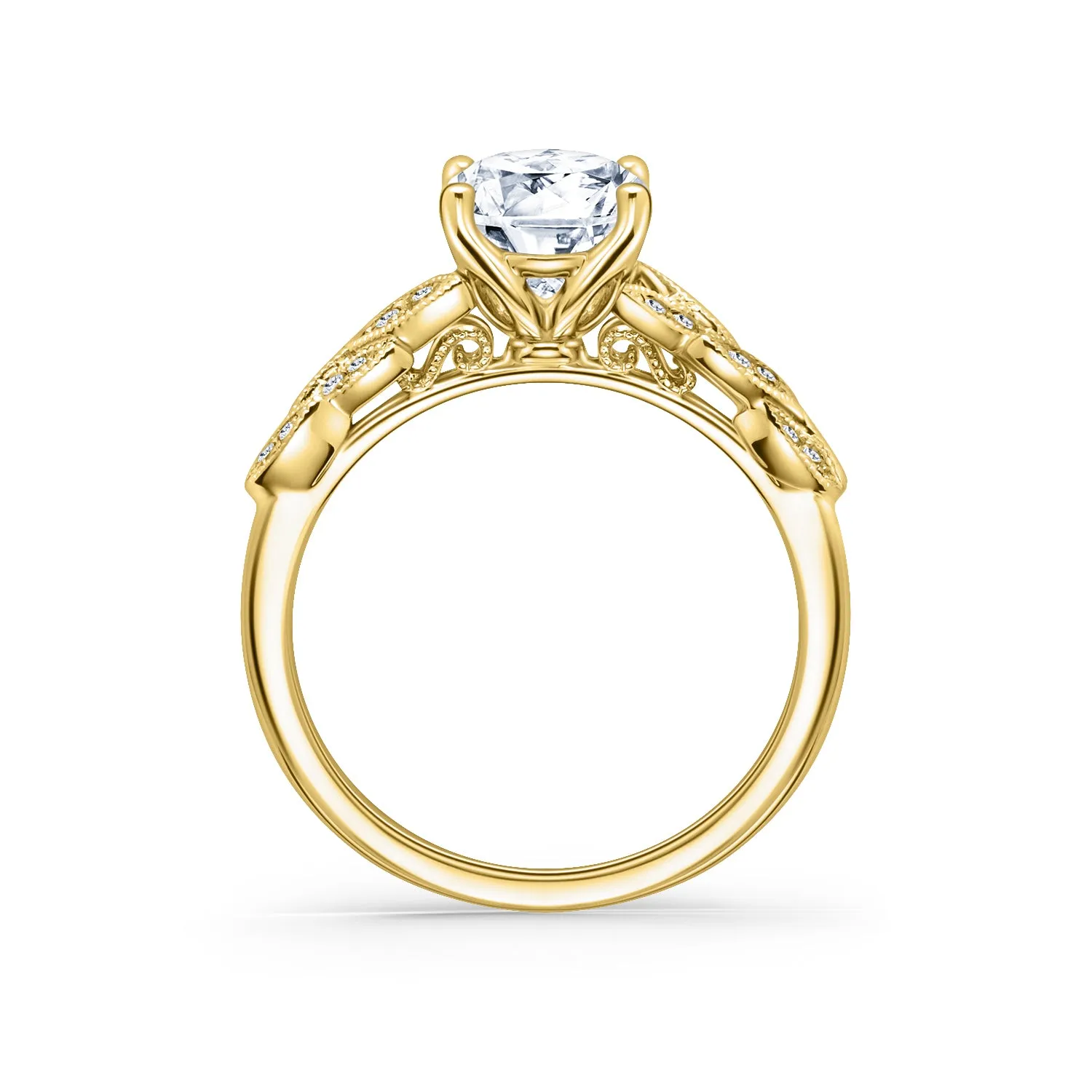 Floral Leaf Pavé Diamond Engagement Ring sold by Kirk Kara product image thumbnail 3