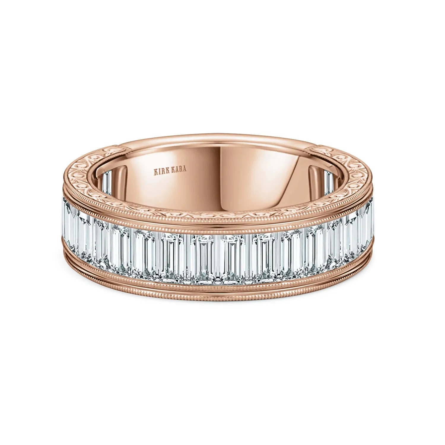 Channel Baguette Engraved Fashion Wedding Band sold by Kirk Kara product image thumbnail 4