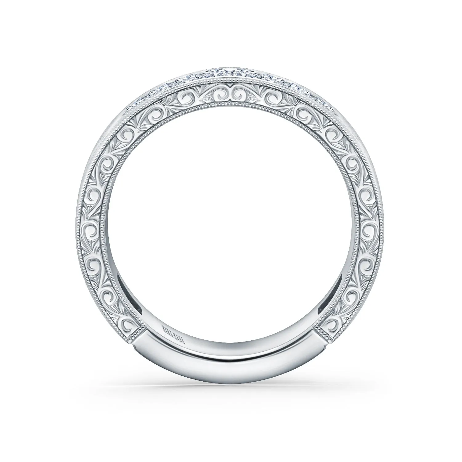 Channel Baguette Engraved Fashion Wedding Band sold by Kirk Kara product image thumbnail 3