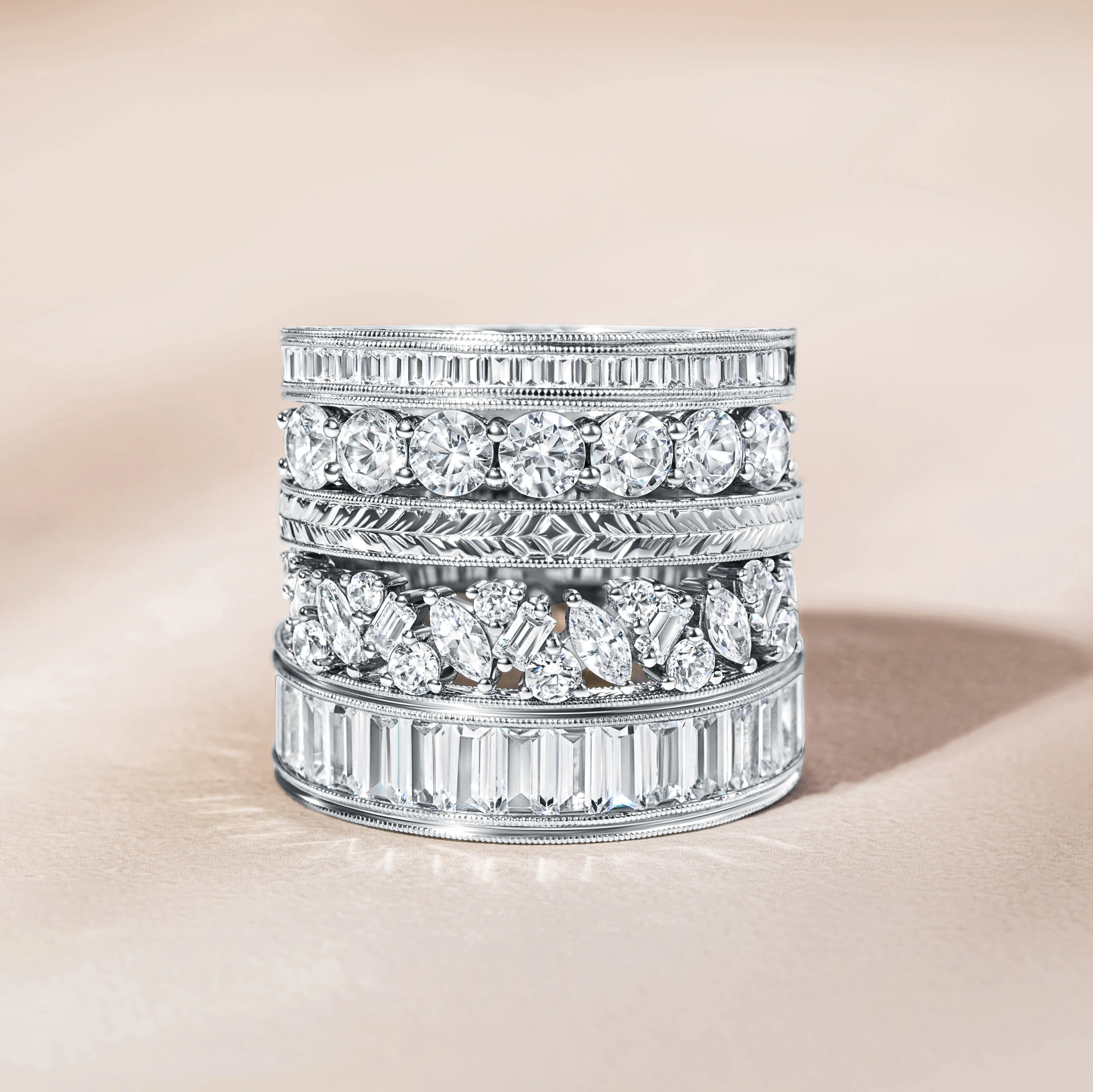 Channel Baguette Engraved Fashion Wedding Band sold by Kirk Kara product image thumbnail 5