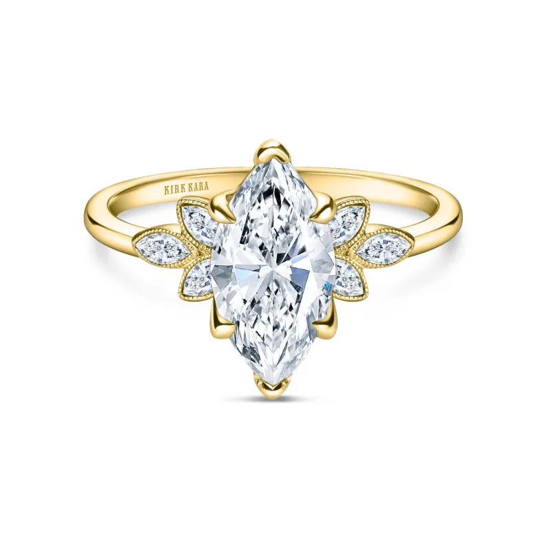 Floral Marquise Boho Diamond Engagement Ring made by Kirk Kara