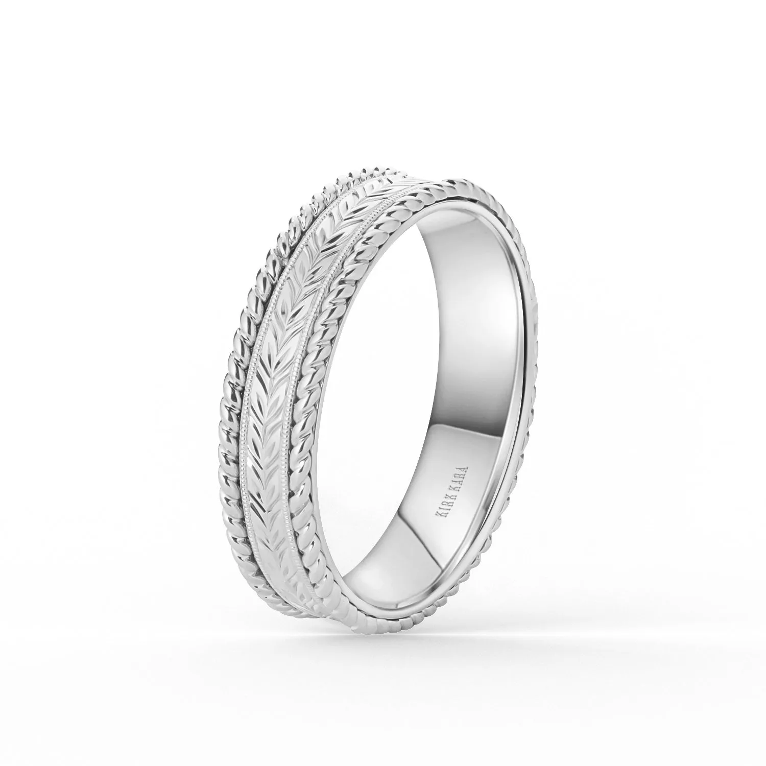 Floral Engraved Rope Wedding Band, 5.50mm sold by Kirk Kara product image thumbnail 3