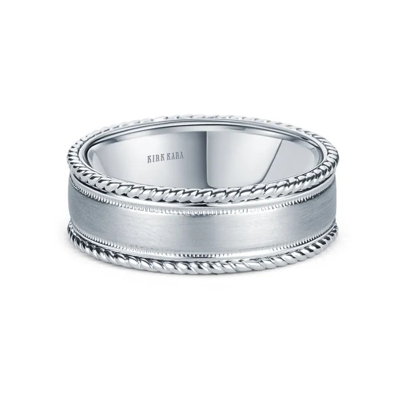 Rope Edge Satin Finish Wedding Band, 7.50mm made by Kirk Kara