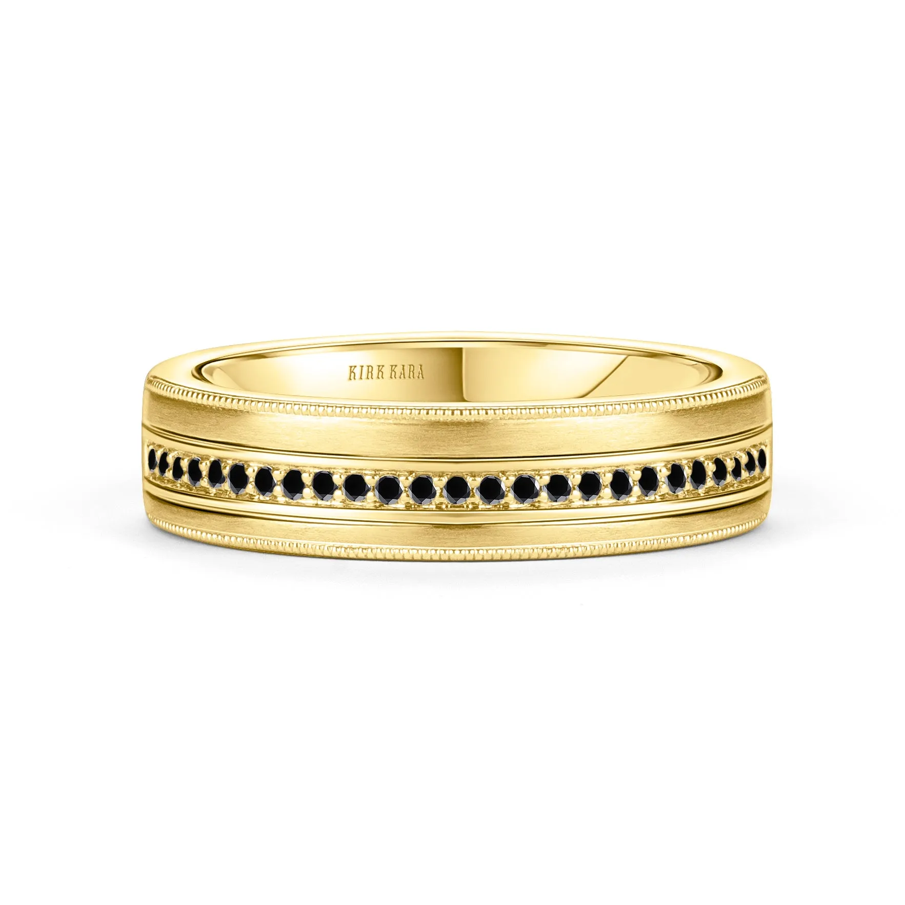 Thin Black Diamond Pavé Accent Satin Wedding Band, 5mm sold by Kirk Kara product image thumbnail 5