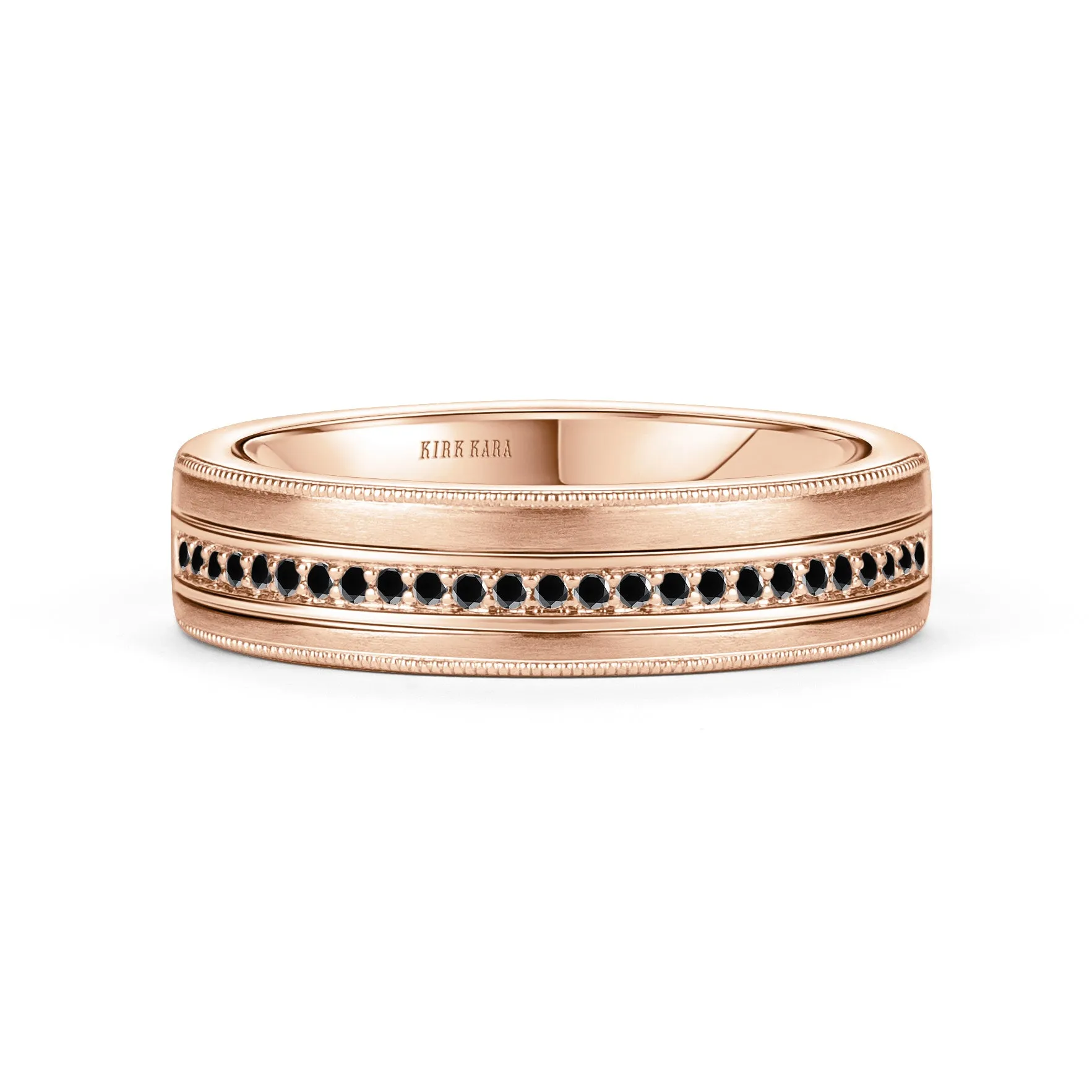 Thin Black Diamond Pavé Accent Satin Wedding Band, 5mm sold by Kirk Kara product image thumbnail 3
