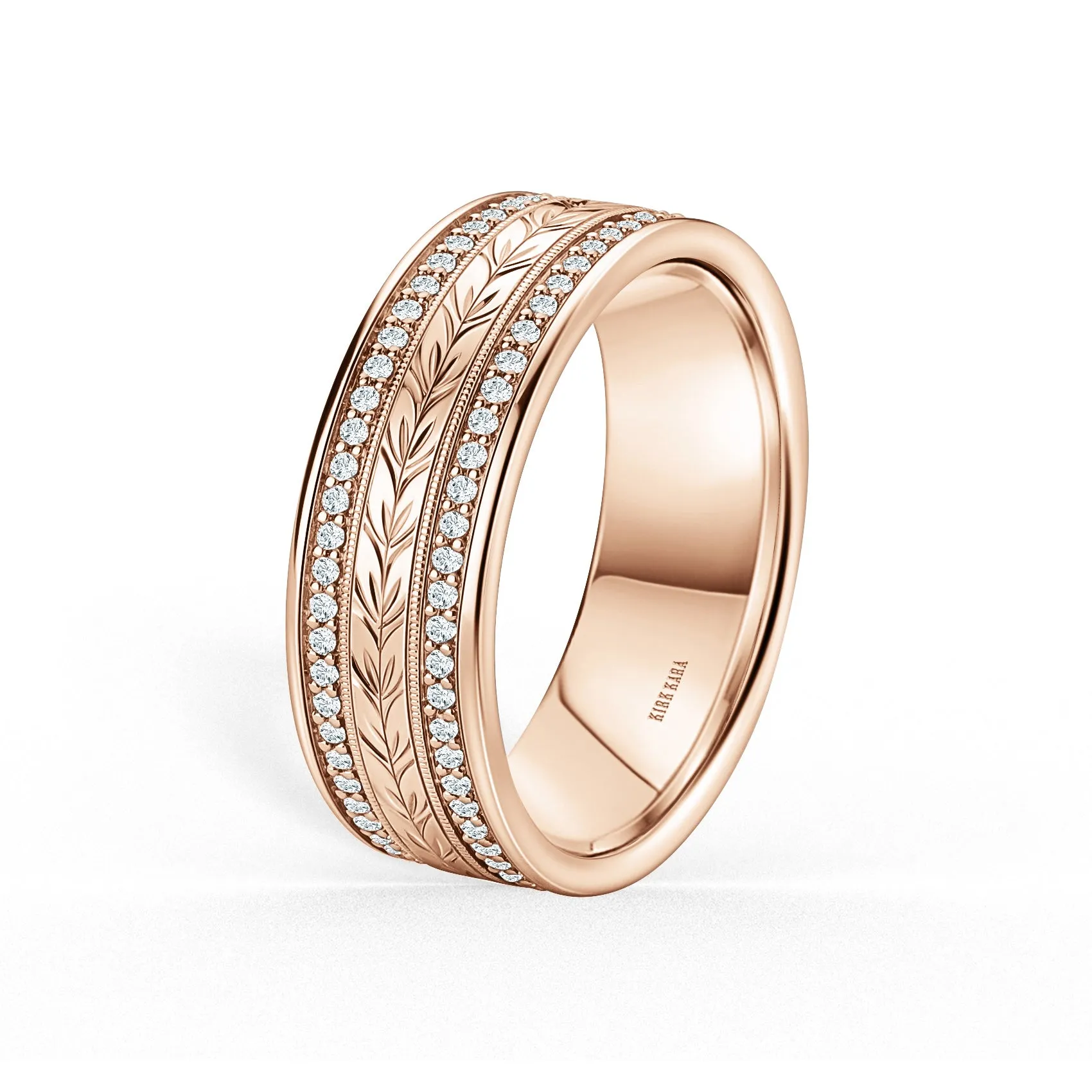 Diamond Floral Engraved Wedding Band, 7.5mm sold by Kirk Kara product image thumbnail 5