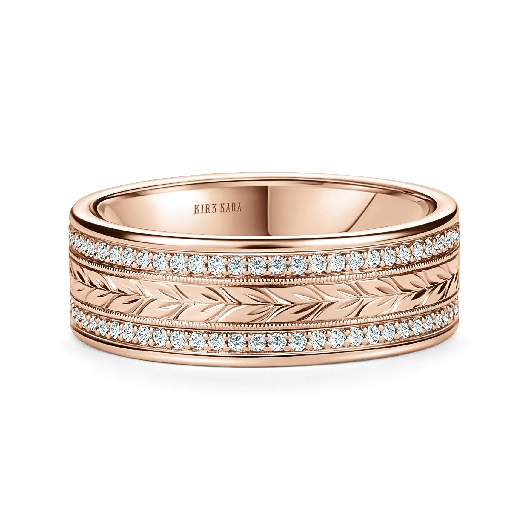 Diamond Floral Engraved Wedding Band, 7.5mm sold by Kirk Kara product image thumbnail 4