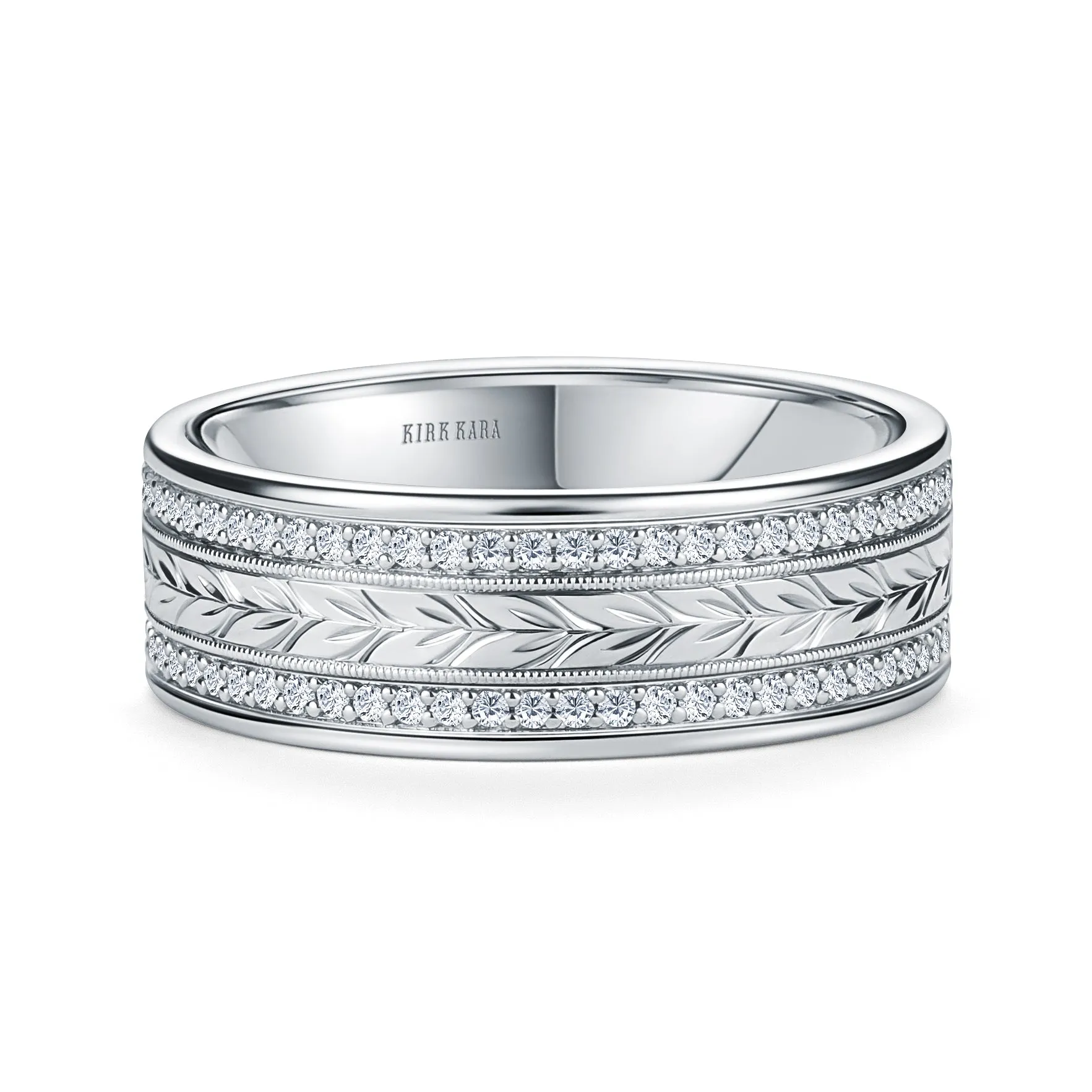 Diamond Floral Engraved Wedding Band, 7.5mm sold by Kirk Kara