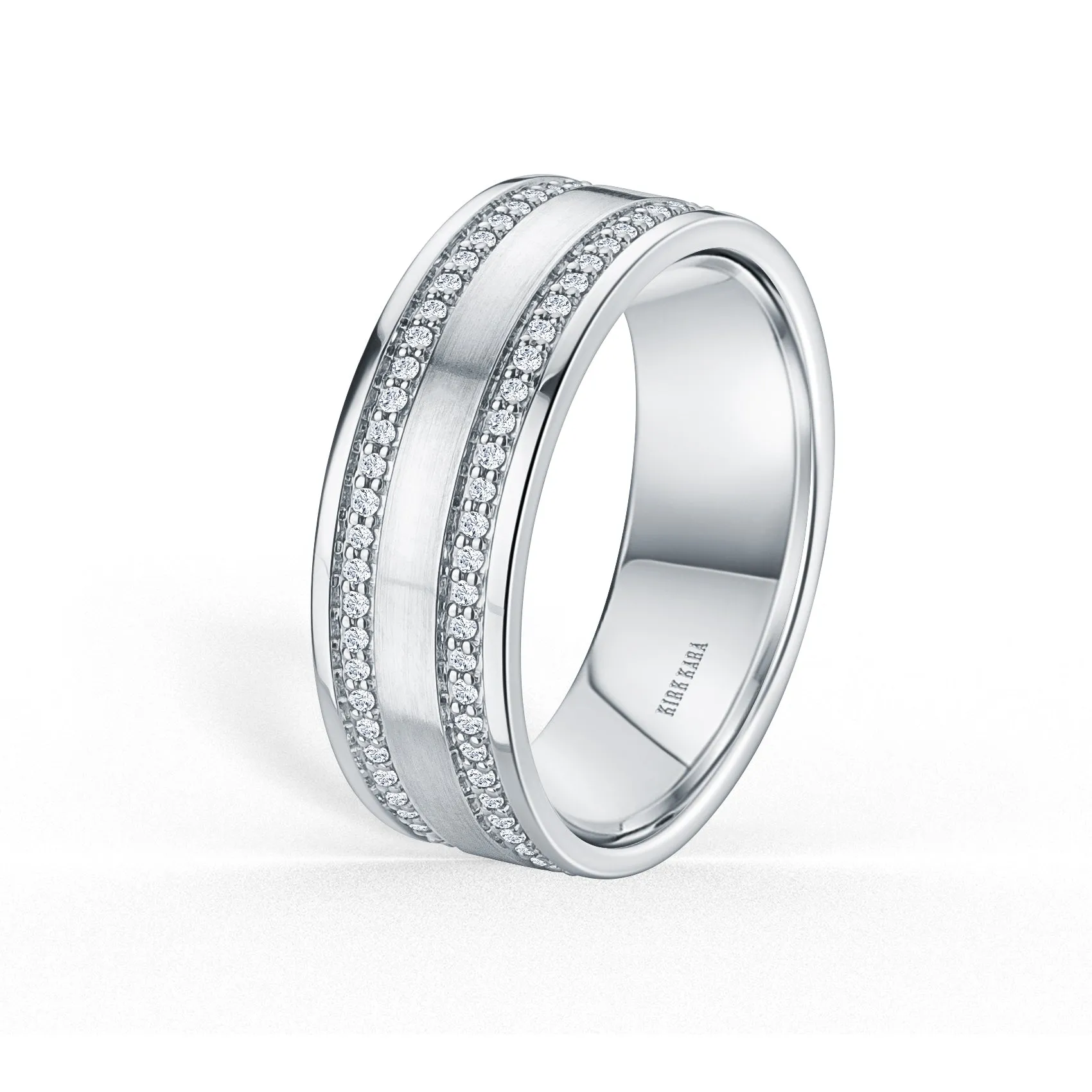 Diamond Eternity Satin Wedding Band, 7.5mm sold by Kirk Kara product image thumbnail 3