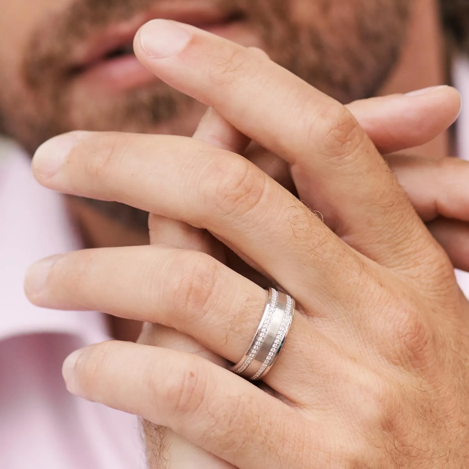 Diamond Eternity Satin Wedding Band, 7.5mm sold by Kirk Kara product image thumbnail 2