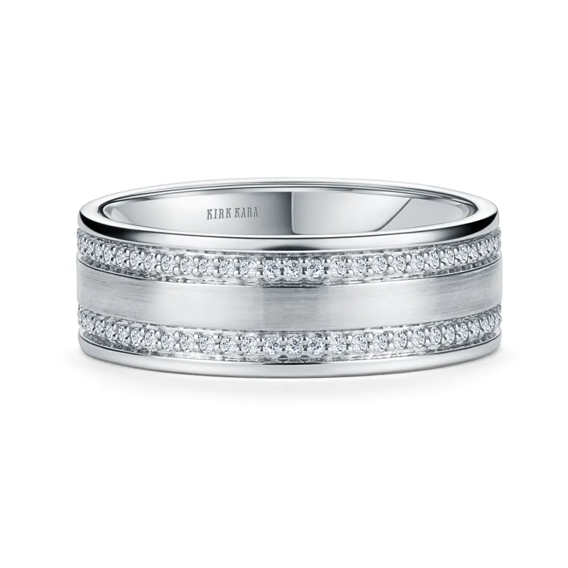 Diamond Eternity Satin Wedding Band, 7.5mm made by Kirk Kara