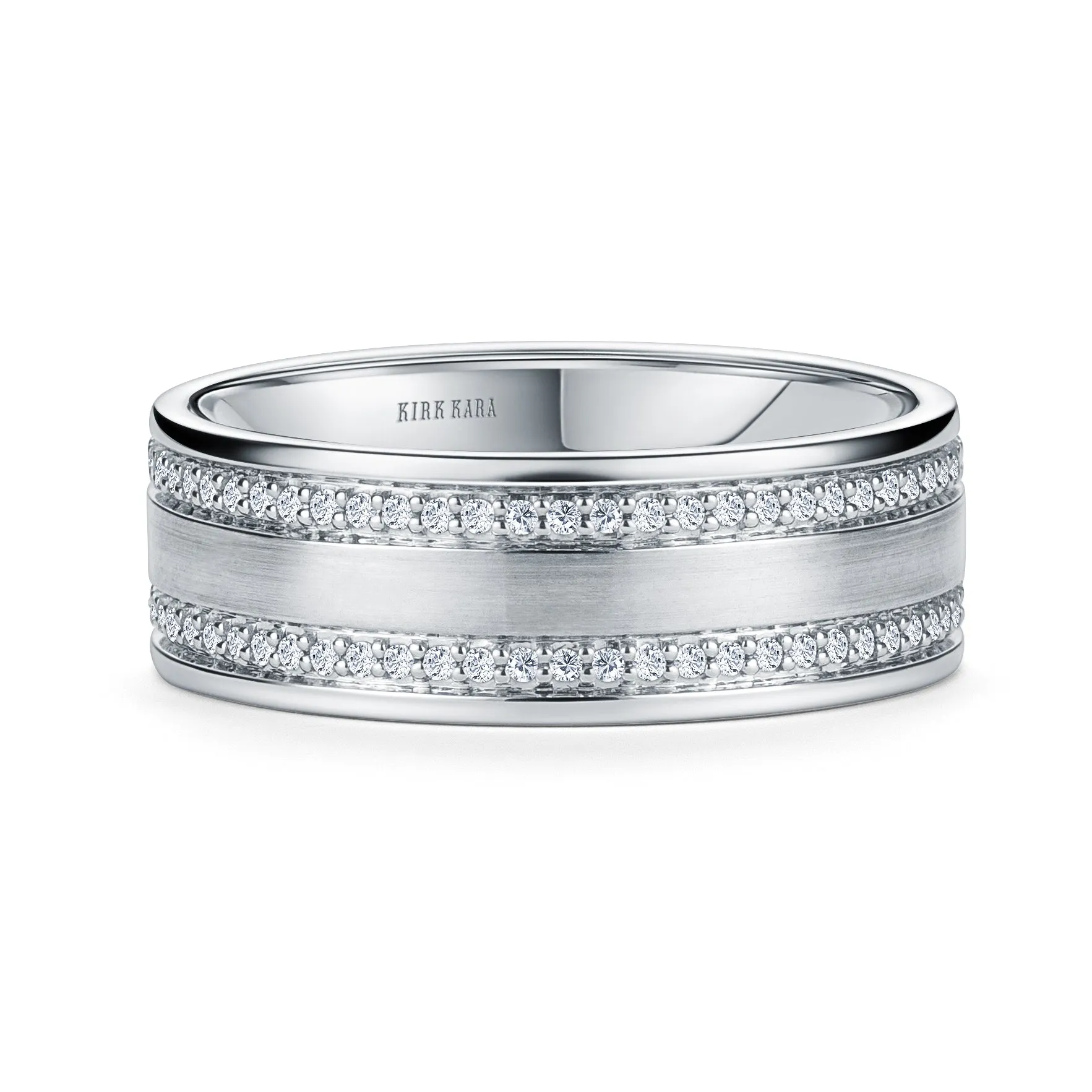 Diamond Eternity Satin Wedding Band, 7.5mm sold by Kirk Kara