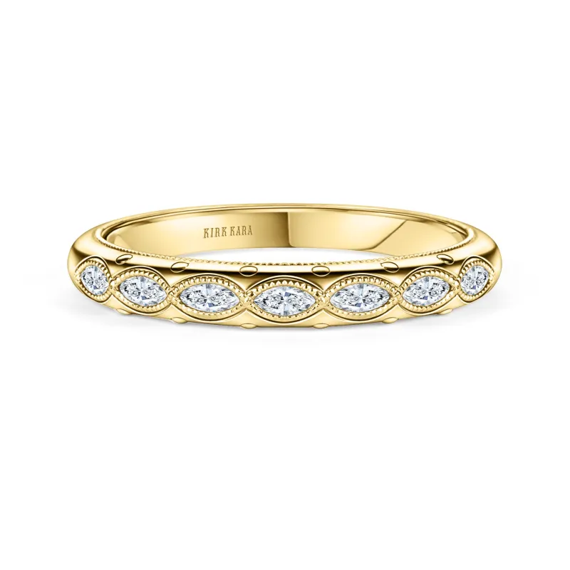 Floral Diamond Marquise Accent Wedding Band made by Kirk Kara
