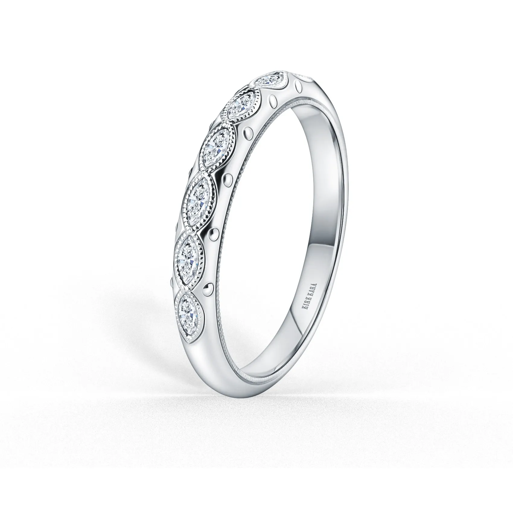 Floral Diamond Marquise Accent Wedding Band sold by Kirk Kara product image thumbnail 4