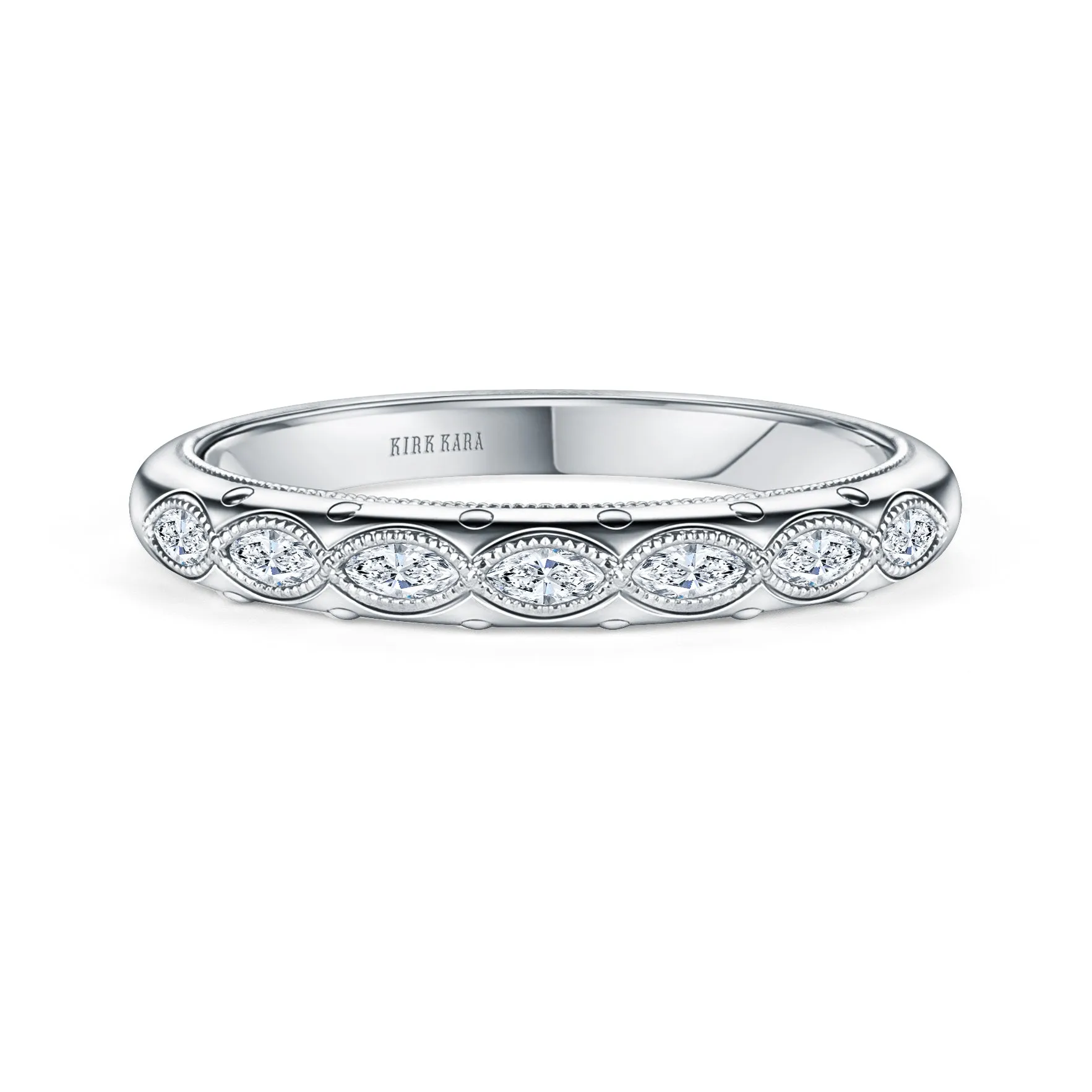Floral Diamond Marquise Accent Wedding Band sold by Kirk Kara product image thumbnail 3