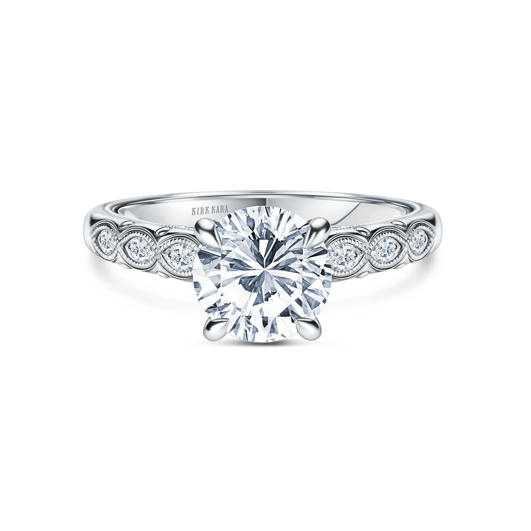 Floral Diamond Marquise Accent Engagement Ring sold by Kirk Kara product image thumbnail 4