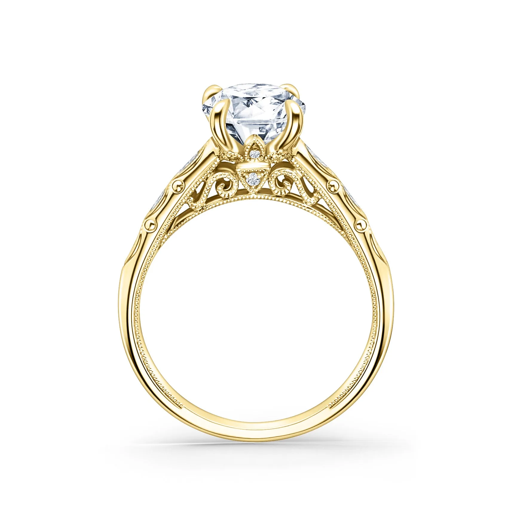 Floral Diamond Marquise Accent Engagement Ring sold by Kirk Kara product image thumbnail 3