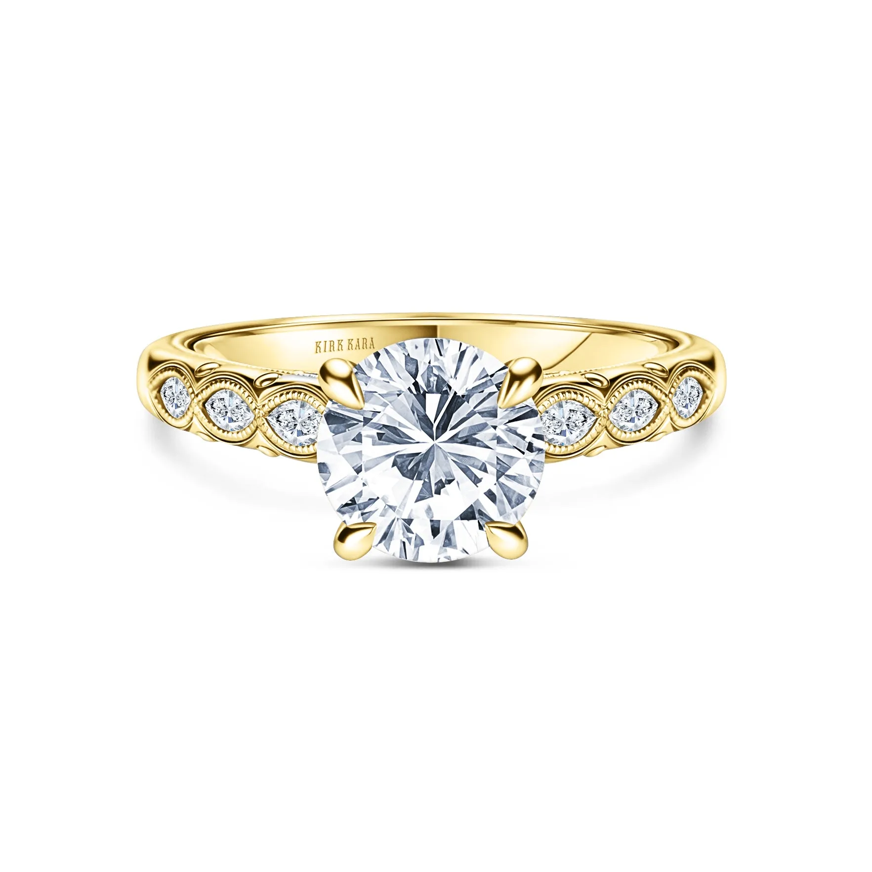 Floral Diamond Marquise Accent Engagement Ring sold by Kirk Kara