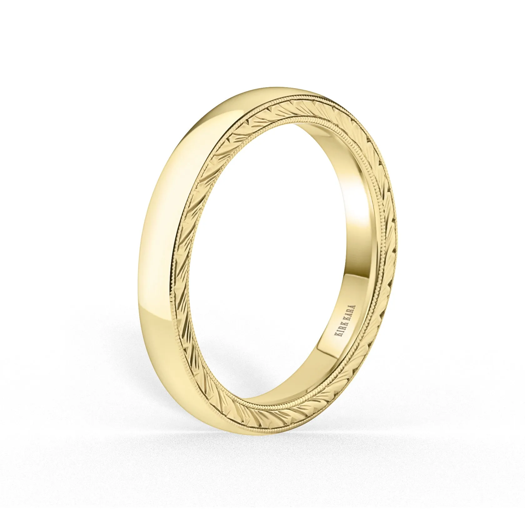 Thin Wheat Engraved Milgrain Wedding Band, 3mm sold by Kirk Kara product image thumbnail 3