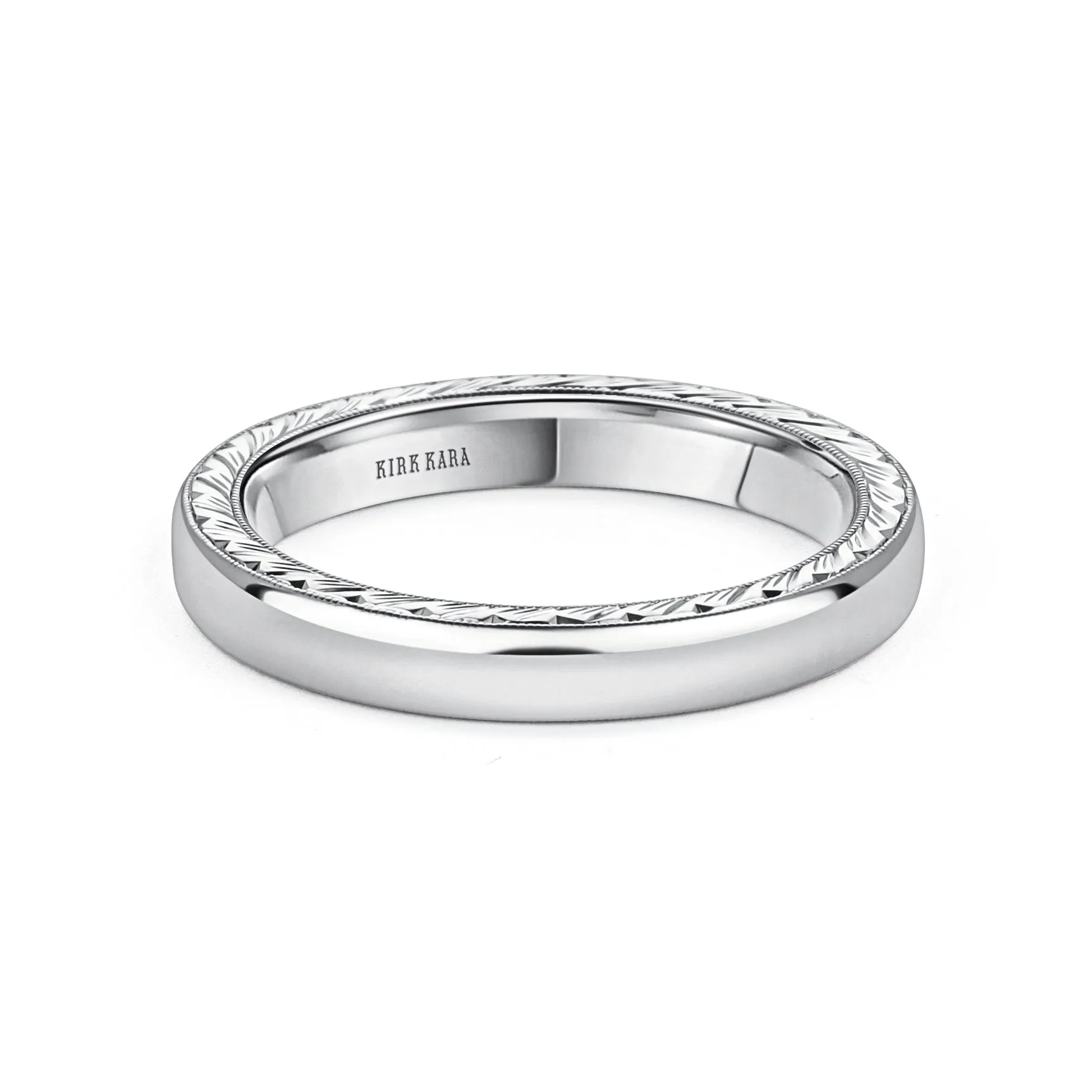 Thin Wheat Engraved Milgrain Wedding Band, 3mm sold by Kirk Kara product image thumbnail 4