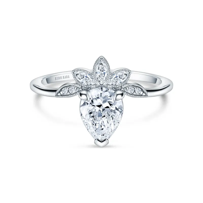 Floral Boho Floating Diamond Engagement Ring made by Kirk Kara