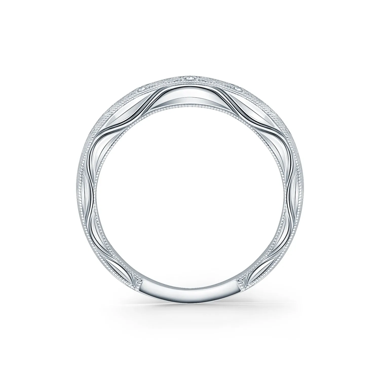 Leaf Oval Accent Diamond Wedding Band sold by Kirk Kara product image thumbnail 4