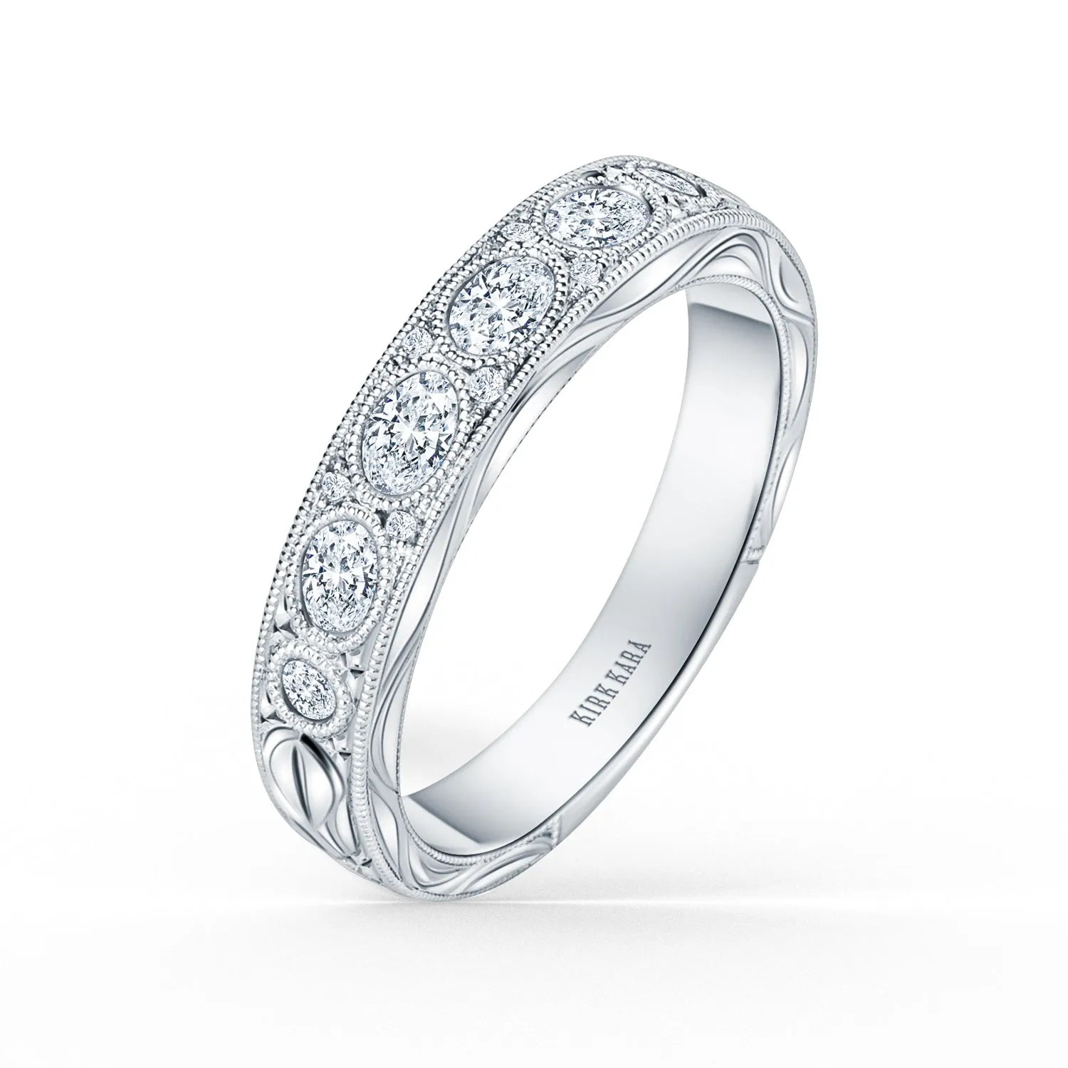 Leaf Oval Accent Diamond Wedding Band sold by Kirk Kara product image thumbnail 3