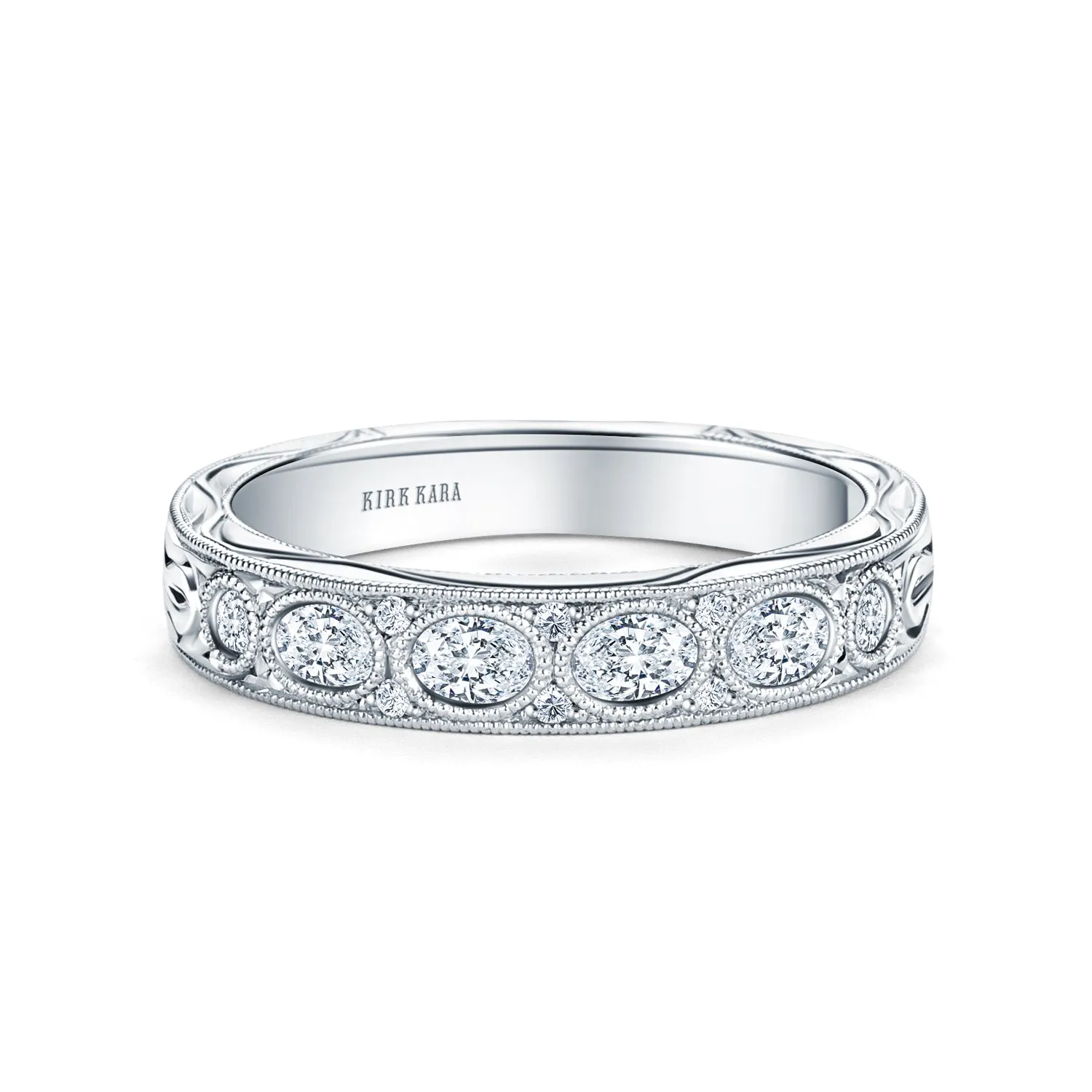Leaf Oval Accent Diamond Wedding Band sold by Kirk Kara
