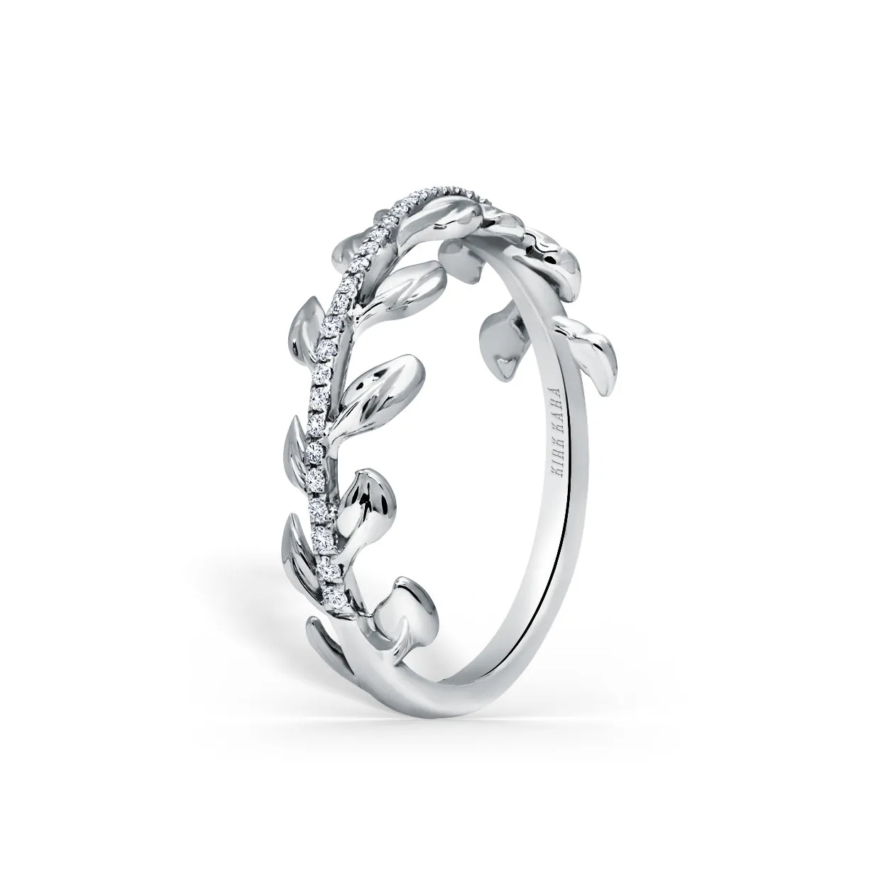 Leaf Design Diamond Wedding Band sold by Kirk Kara product image thumbnail 3