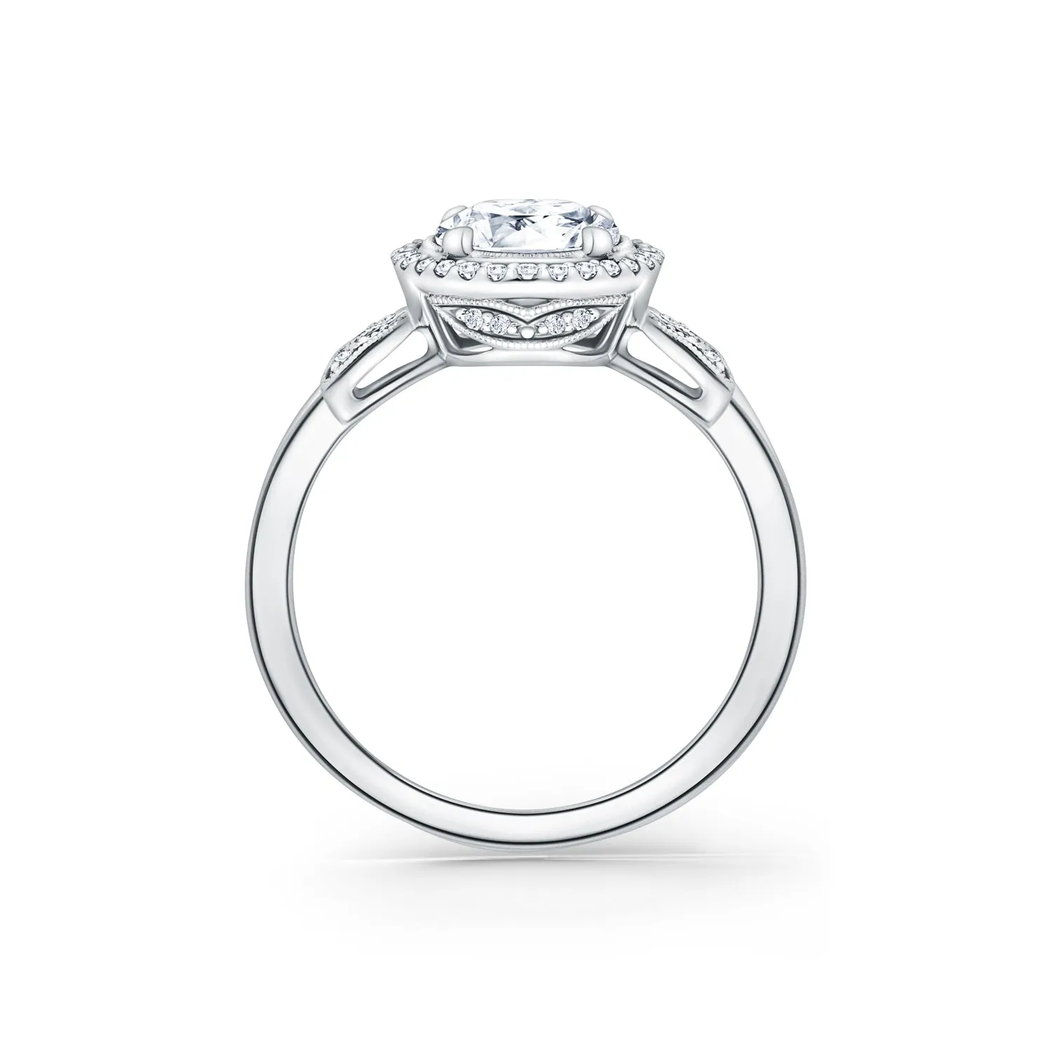 Floral Pavé Halo Diamond Engagement Ring sold by Kirk Kara product image thumbnail 4