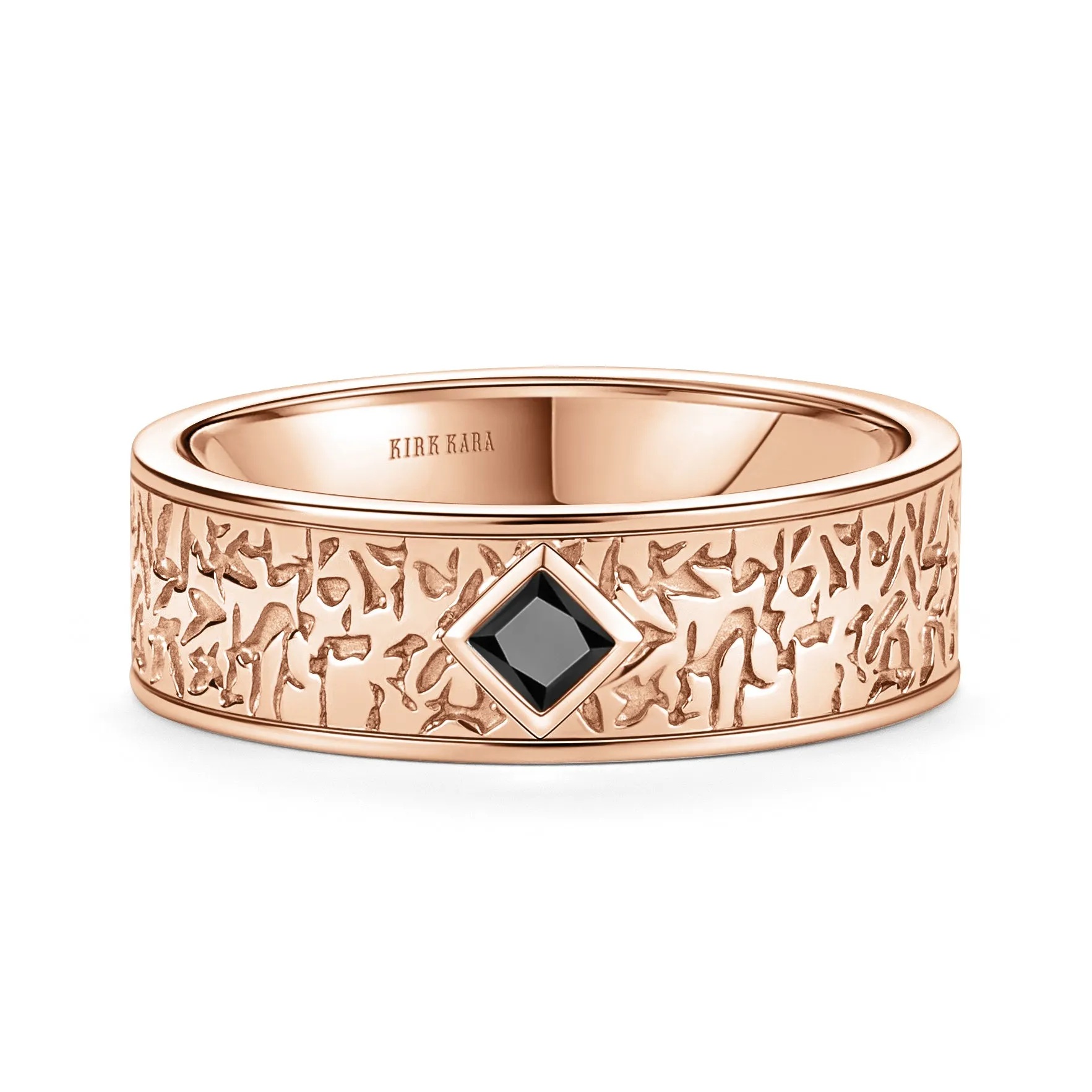 Bezel Black Diamond Nugget Engraved Wedding Band, 7mm sold by Kirk Kara product image thumbnail 3