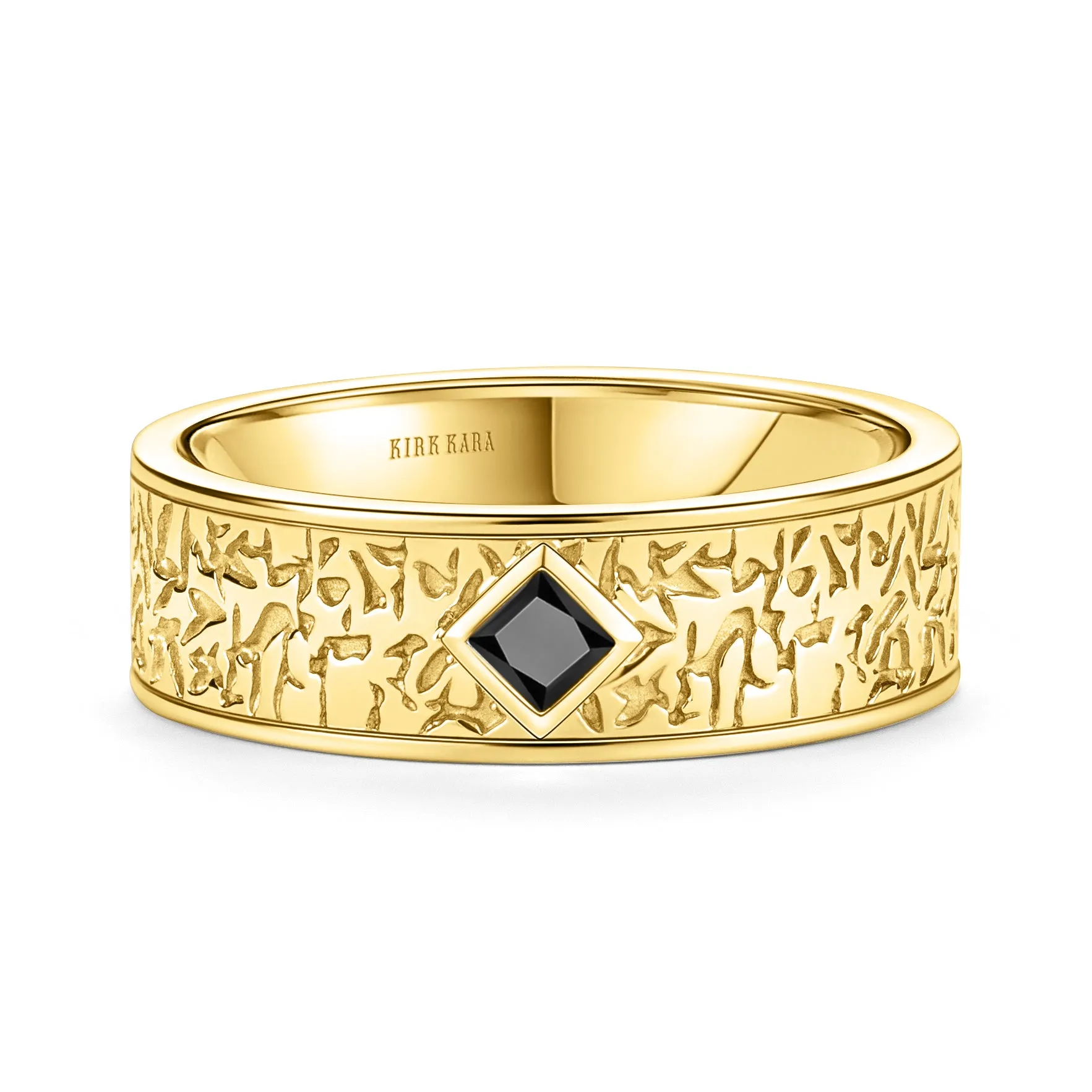 Bezel Black Diamond Nugget Engraved Wedding Band, 7mm sold by Kirk Kara product image thumbnail 5