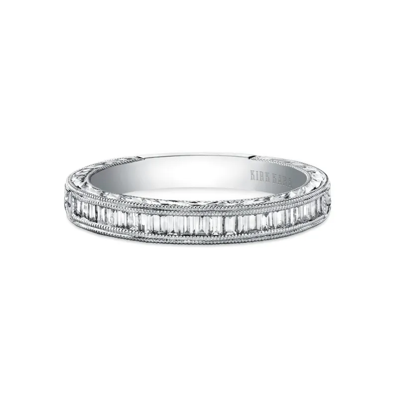 Channel Set Milgrain Baguette Diamond Wedding Band sold by Kirk Kara
