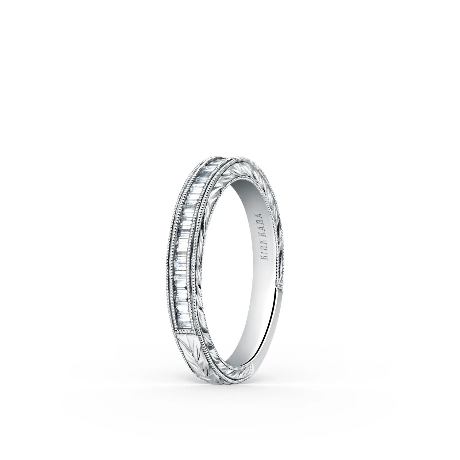 Channel Set Milgrain Baguette Diamond Wedding Band sold by Kirk Kara product image thumbnail 2