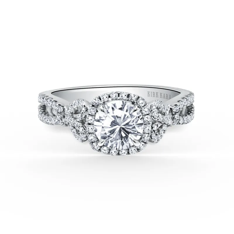 Delicate Bows Halo Diamond Engagement Ring sold by Kirk Kara