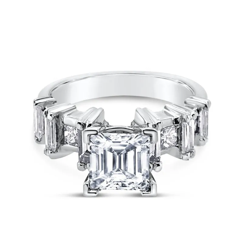 Platinum Retro Princess Diamond Engagement Ring sold by Kirk Kara