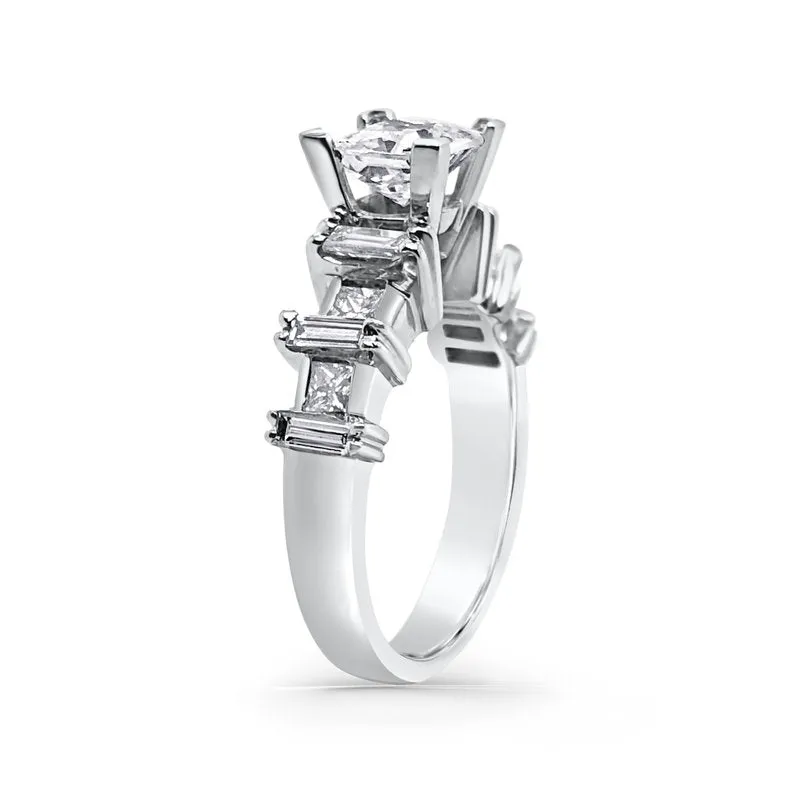 Platinum Retro Princess Diamond Engagement Ring sold by Kirk Kara product image thumbnail 2