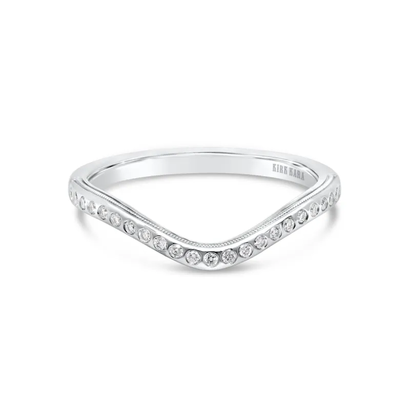 Boho Diamond Curved Wedding Band sold by Kirk Kara