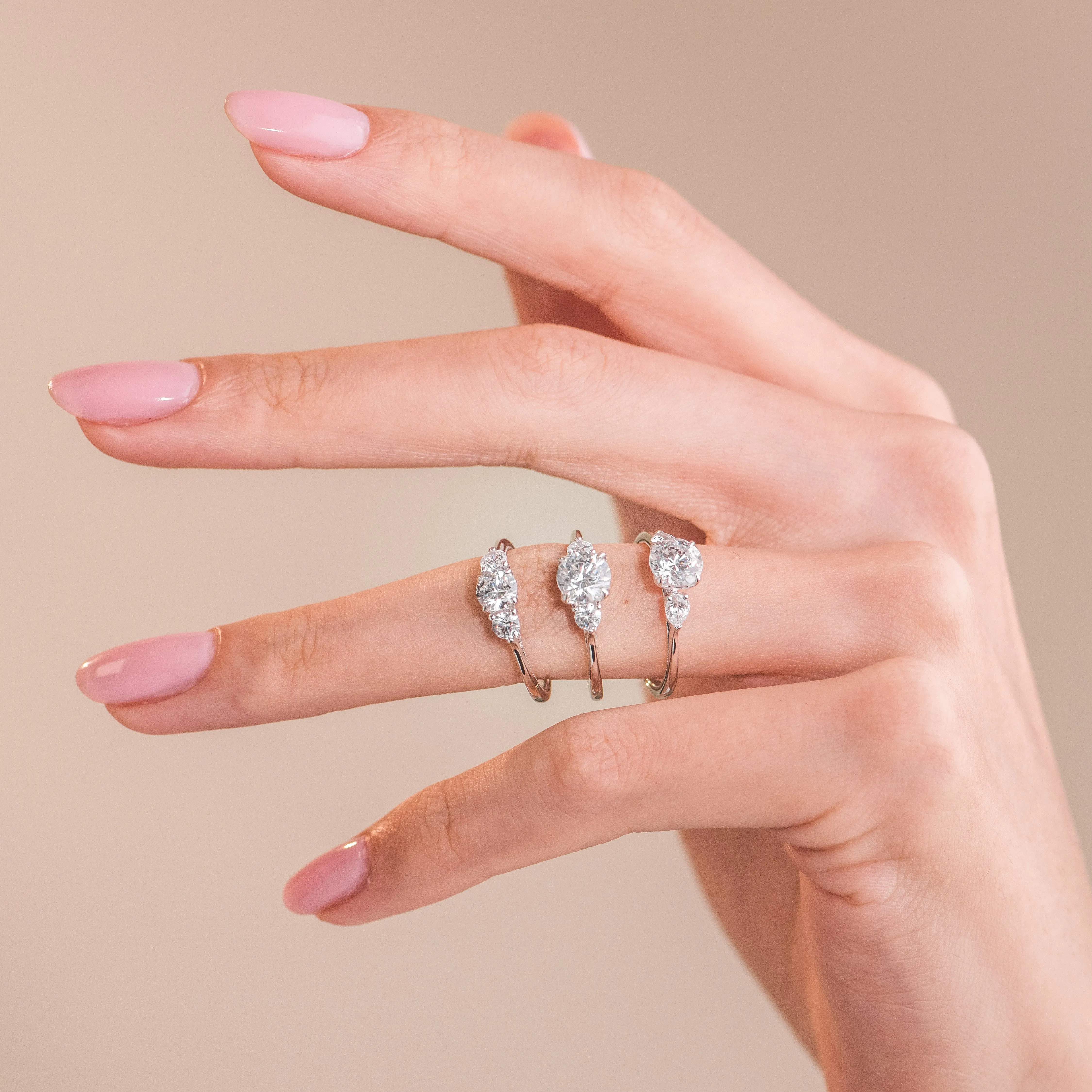 Three Stone Round Side Stone Diamond Engagement Ring sold by Kirk Kara product image thumbnail 2