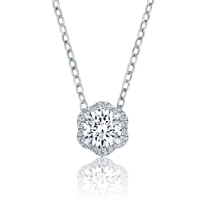 Floral Milgrain White Moissanite Diamond Necklace sold by Kirk Kara