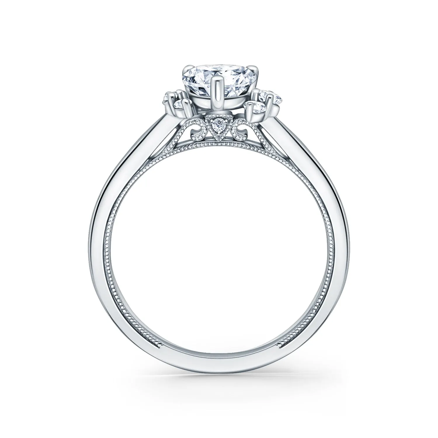 Asymmetrical Cluster Boho Diamond Engagement Ring sold by Kirk Kara product image thumbnail 3