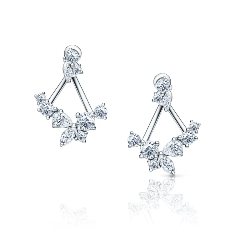 Elegant Marquise Round Diamond Cluster Earring Jacket Studs sold by Kirk Kara