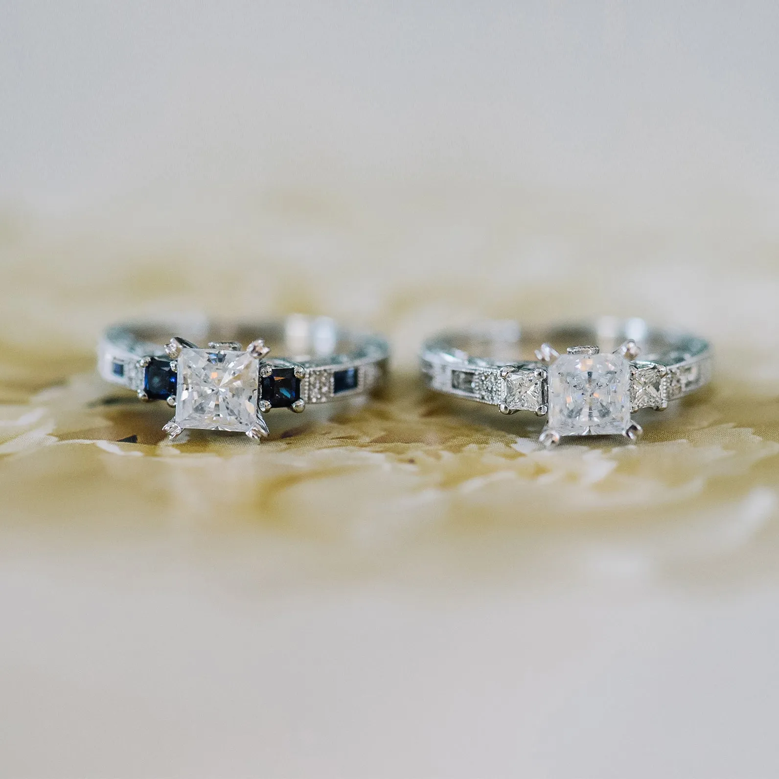 Deco Three Stone Engraved Diamond Engagement Ring sold by Kirk Kara product image thumbnail 4