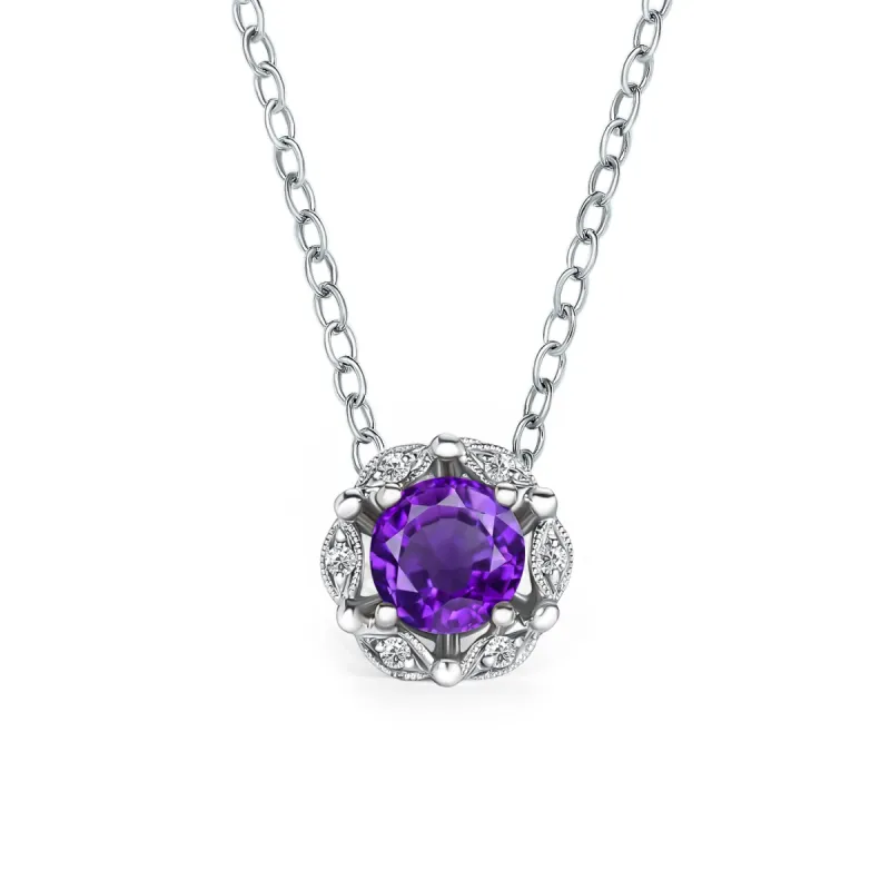 Delicate Floral Amethyst Diamond Necklace sold by Kirk Kara